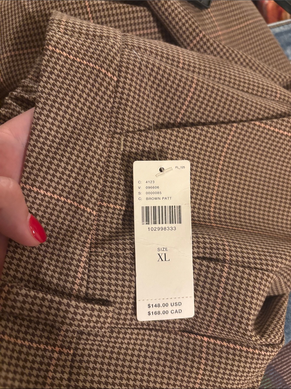 Maeve Avery Wide-Leg High-Rise Trousers Houndstooth Brown Pink Size XL NWT - Picture 10 of 10
